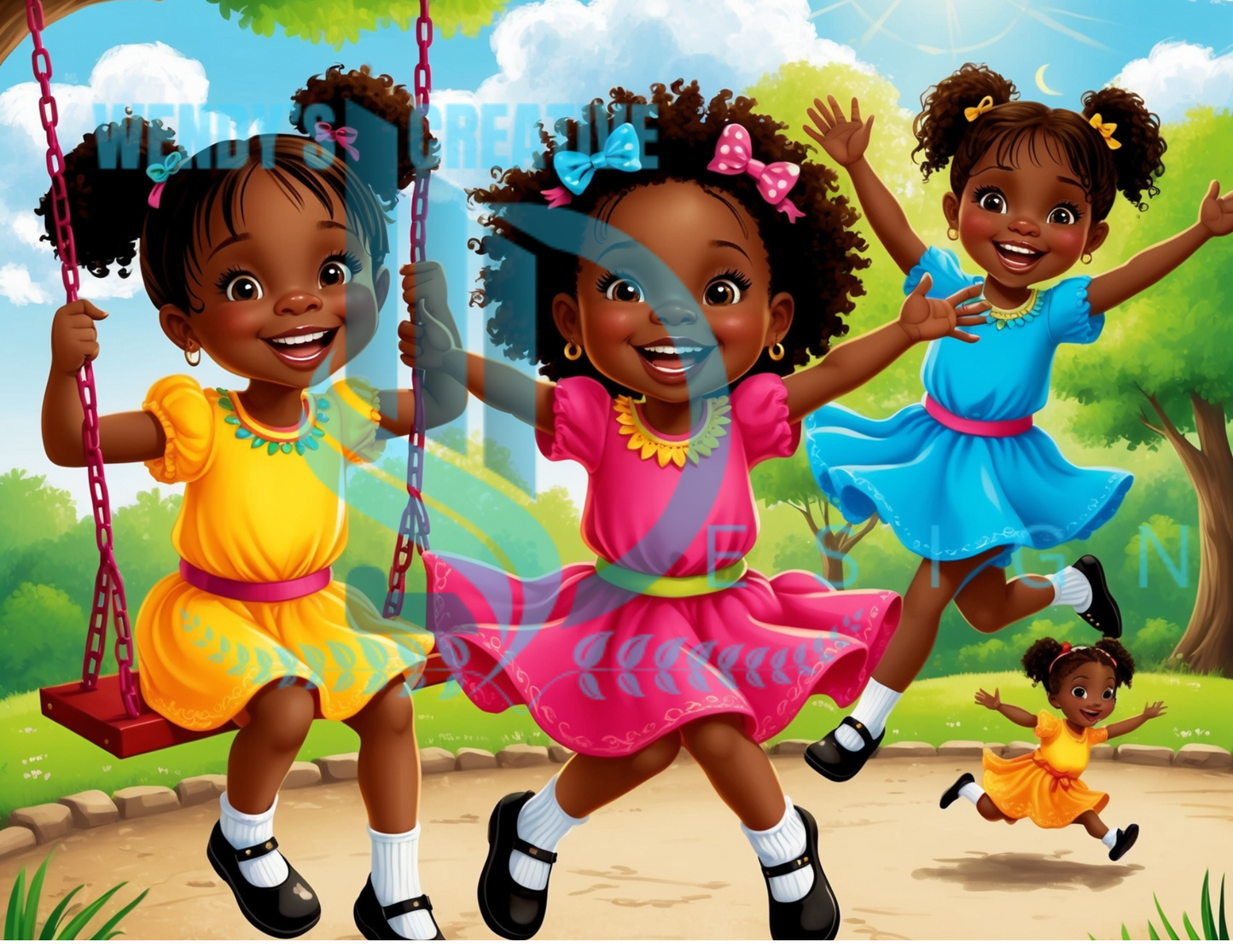 3 African American Kids playing