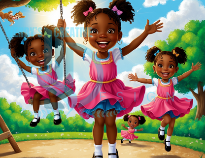 3 African American Kids playing