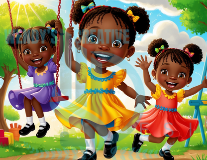 3 African American Kids playing