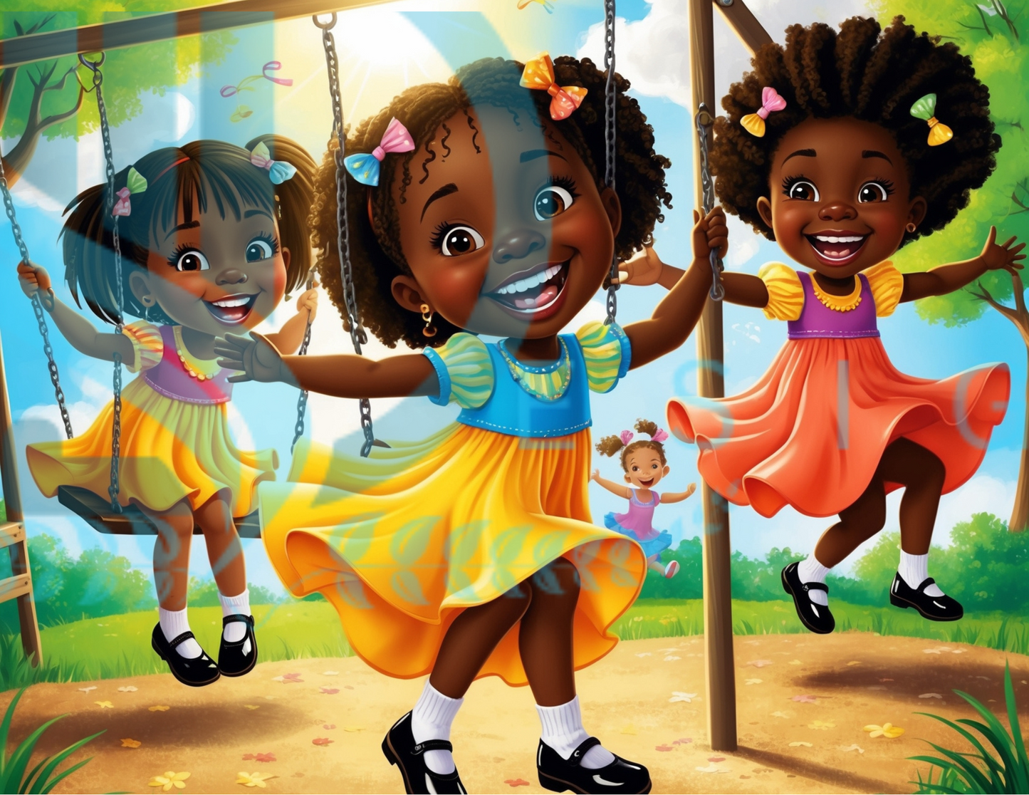 3 African American Kids playing
