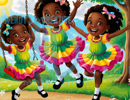 3 African American Kids playing